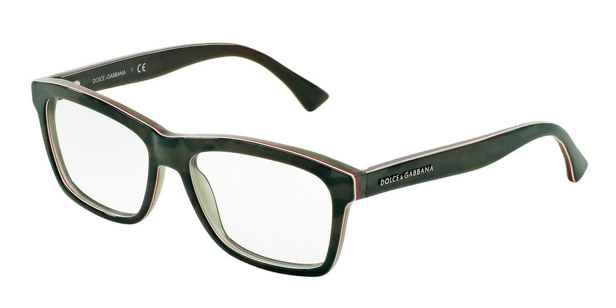 DOLCE & GABBANA DG3235 Rectangle Eyeglasses  2952-CAMO/FLUO RED/BROWN 53-16-140 - Color Map green