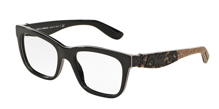 DOLCE & GABBANA DG3239 Square Eyeglasses  2998-TOP BLACK/TEXTURE TISSUE 52-18-140 - Color Map black