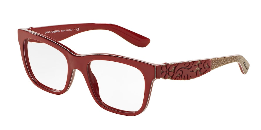 DOLCE & GABBANA DG3239 Square Eyeglasses  2999-TOP RED/TEXTURE TISSUE 52-18-140 - Color Map red
