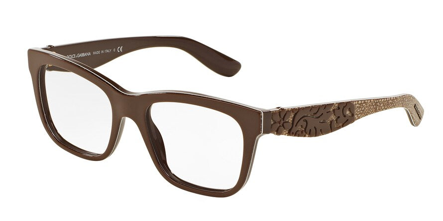 DOLCE & GABBANA DG3239 Square Eyeglasses  3002-TOP BROWN/TEXTURE TISSUE 52-18-140 - Color Map brown