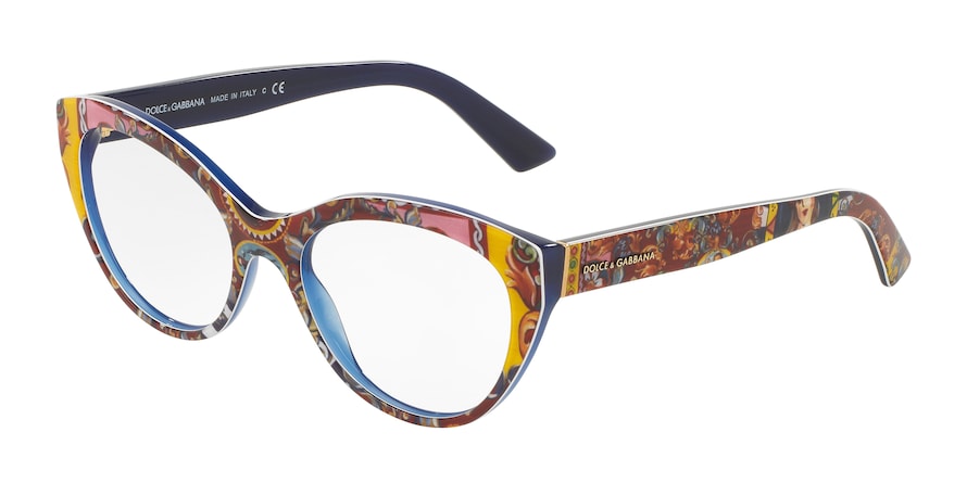 DOLCE & GABBANA DG3246 Cat Eye Eyeglasses  3036-TOP HANDCART/BLUE 51-18-140 - Color Map blue