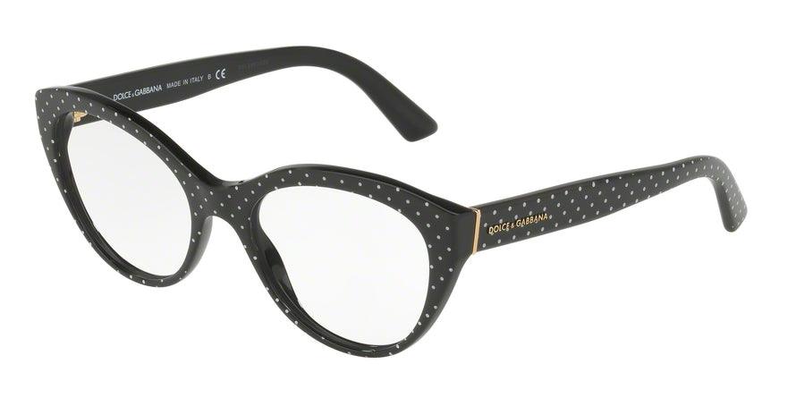 DOLCE & GABBANA DG3246 Cat Eye Eyeglasses  3126-POIS WHITE SU BLACK 53-18-140 - Color Map black