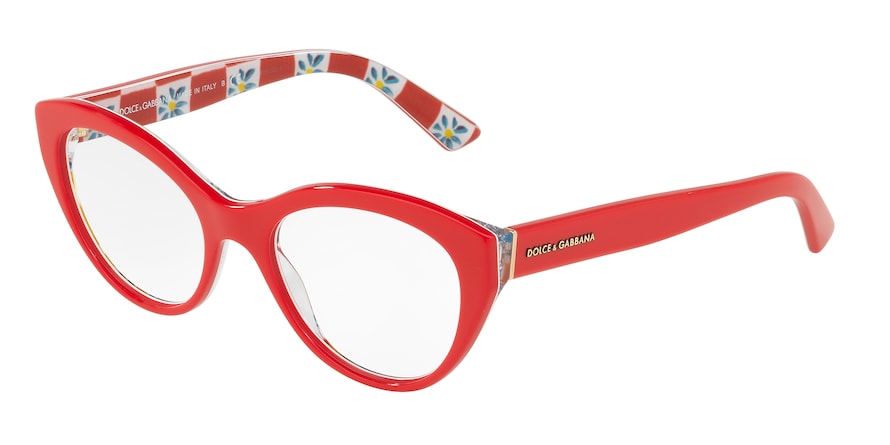 DOLCE & GABBANA DG3246 Cat Eye Eyeglasses  3129-RED ON MAMBO PRINT 53-18-140 - Color Map red