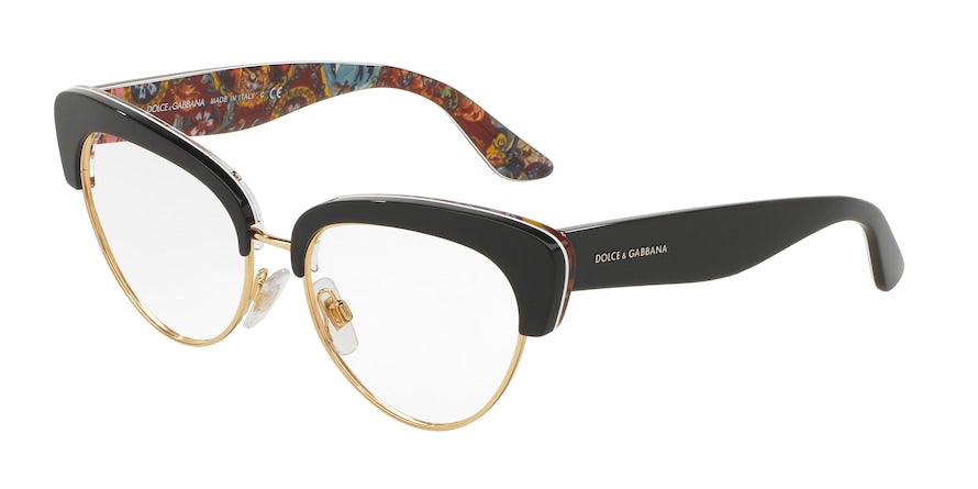 DOLCE & GABBANA DG3247 Cat Eye Eyeglasses  3033-TOP BLACK/HANDCART 53-16-140 - Color Map black