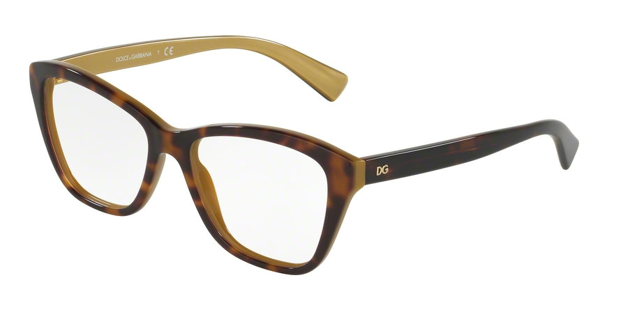 DOLCE & GABBANA DG3249F Square Eyeglasses  2956-TOP HAVANA ON GOLD 53-16-140 - Color Map gold
