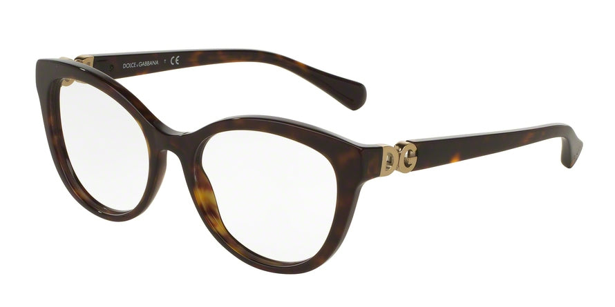 DOLCE & GABBANA DG3250 Cat Eye Eyeglasses  502-DARK HAVANA 52-18-135 - Color Map havana