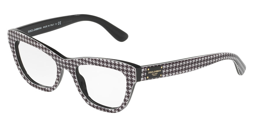 DOLCE & GABBANA DG3253 Cat Eye Eyeglasses  3079-PIED DE POULE ON BLACK 51-17-140 - Color Map black