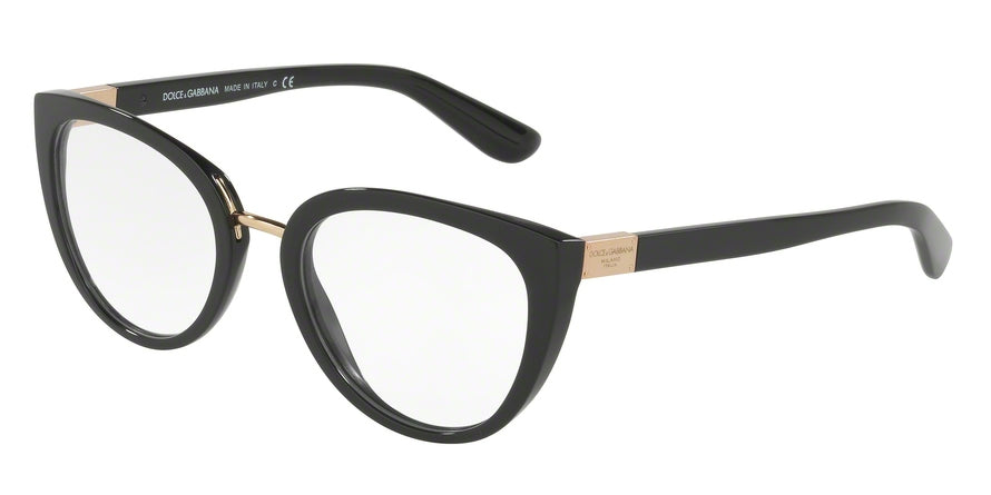 DOLCE & GABBANA DG3262 Cat Eye Eyeglasses  501-BLACK 53-20-140 - Color Map black