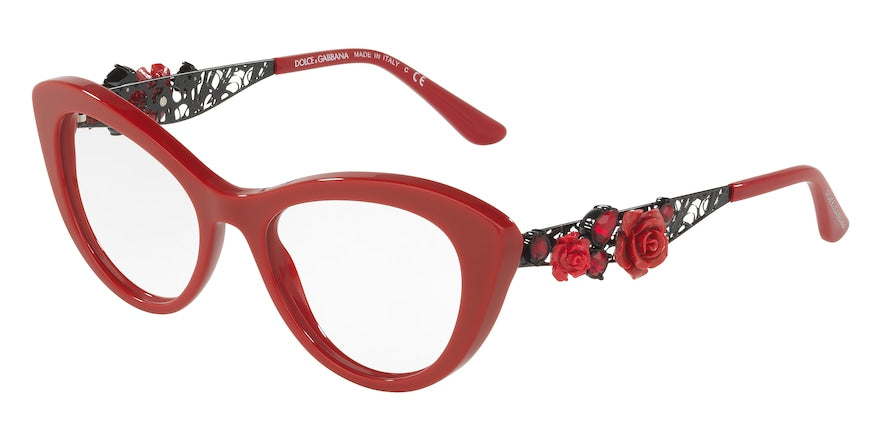 DOLCE & GABBANA DG3265B Cat Eye Eyeglasses  3088-RED 49-18-145 - Color Map red