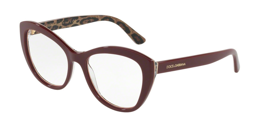DOLCE & GABBANA DG3284 Cat Eye Eyeglasses  3156-BORDEAUX ON LEO 53-17-140 - Color Map bordeaux
