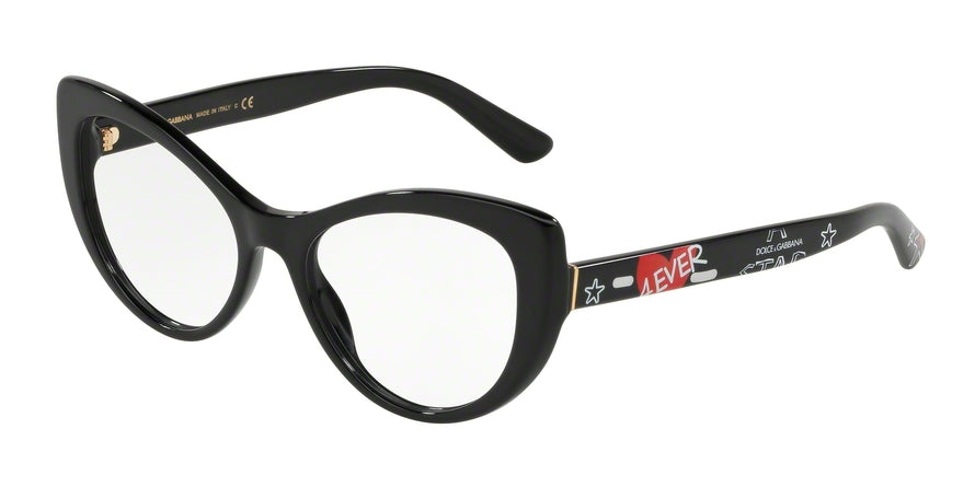 DOLCE & GABBANA DG3285F Cat Eye Eyeglasses  3180-BLACK 54-17-140 - Color Map black