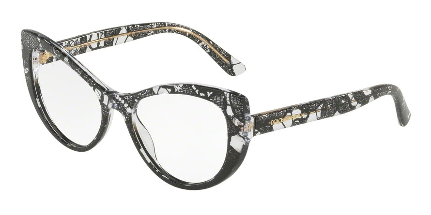 DOLCE & GABBANA DG3285 Cat Eye Eyeglasses  3152-BLACK LACE GRADIENT 54-17-140 - Color Map multi