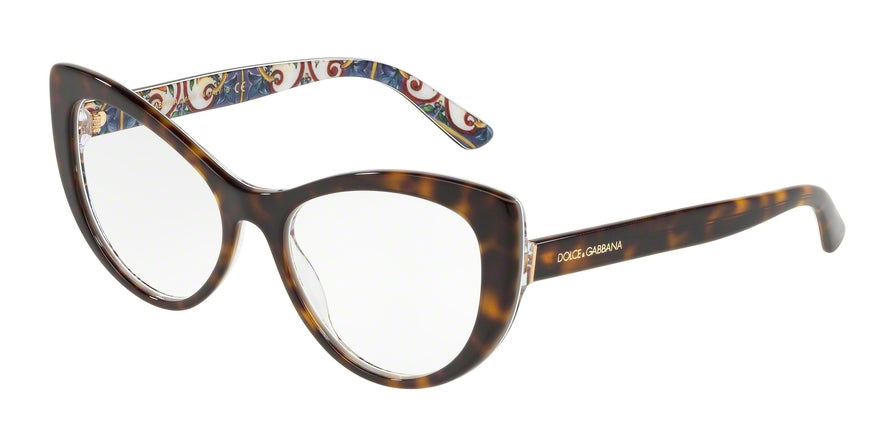 DOLCE & GABBANA DG3285 Cat Eye Eyeglasses  3178-HAVANA ON NEW MAIOLICA 54-17-140 - Color Map havana