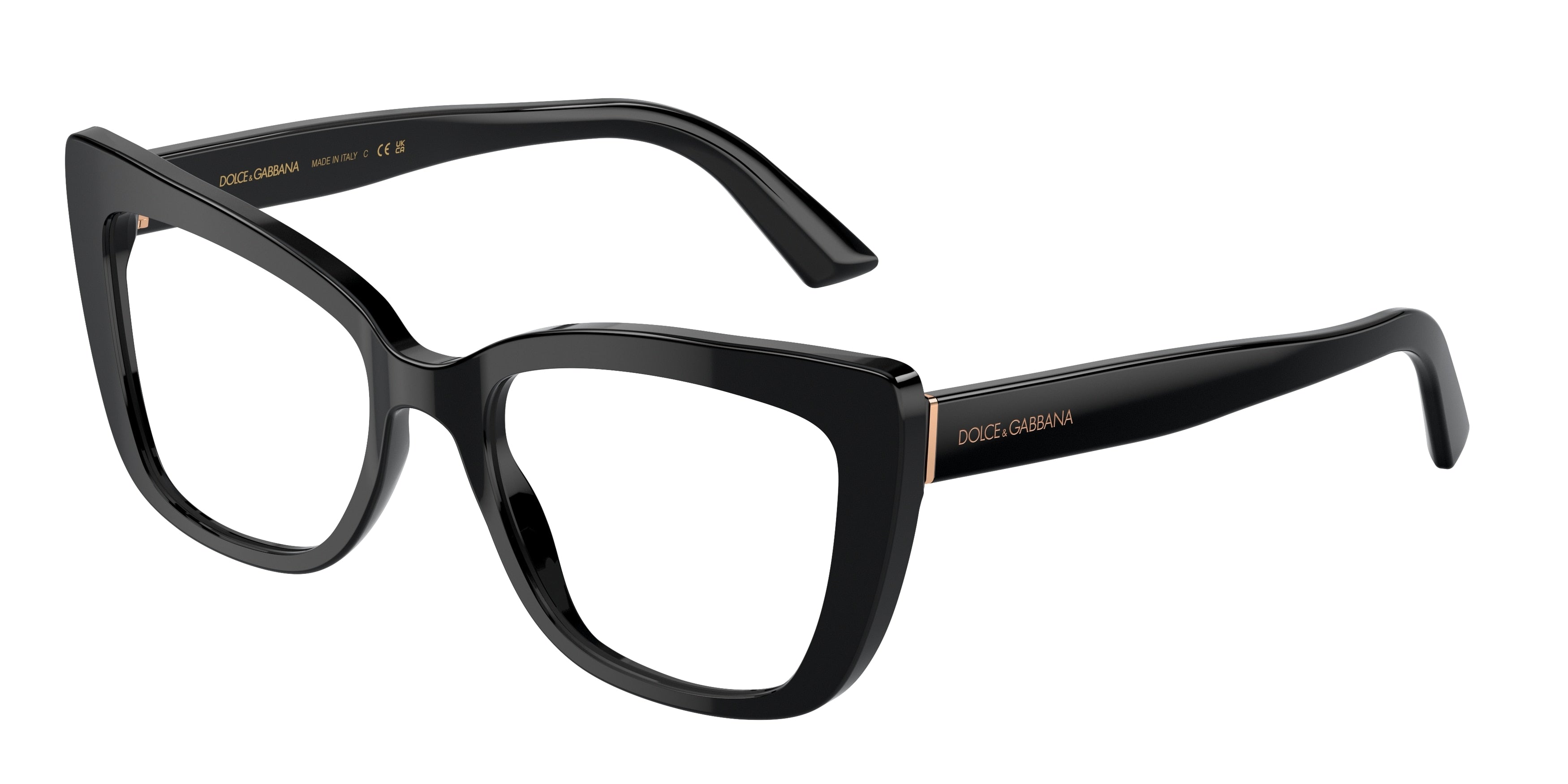 DOLCE & GABBANA DG3308 Cat Eye Eyeglasses  501-Black 53-145-18 - Color Map Black