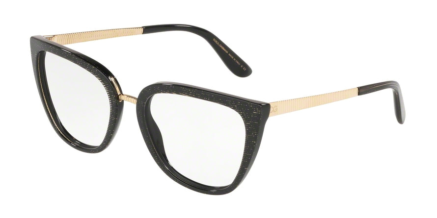 DOLCE & GABBANA DG3314F Butterfly Eyeglasses  3218-GLITTER GOLD STRIPED BLACK 55-19-140 - Color Map bordeaux