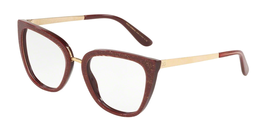 DOLCE & GABBANA DG3314F Butterfly Eyeglasses  3219-GLITTER GOLD STRIPED BORDEAUX 55-19-140 - Color Map black