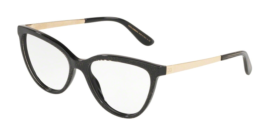 DOLCE & GABBANA DG3315 Cat Eye Eyeglasses  3218-GLITTER GOLD STRIPED BLACK 55-17-140 - Color Map bordeaux