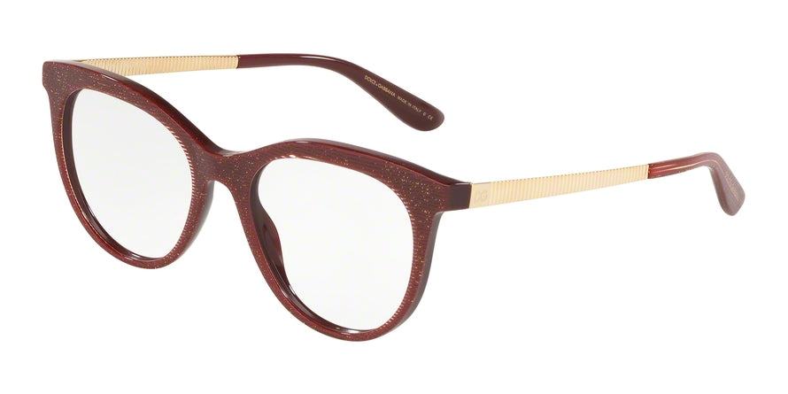 DOLCE & GABBANA DG3316F Cat Eye Eyeglasses  3219-GLITTER GOLD STRIPED BORDEAUX 52-18-140 - Color Map black