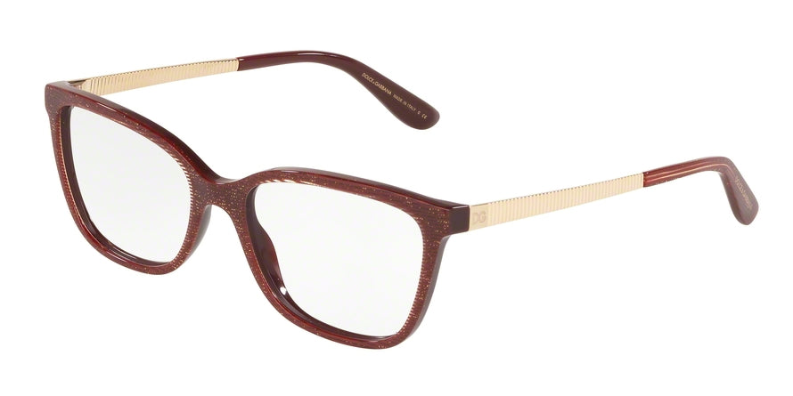 DOLCE & GABBANA DG3317 Rectangle Eyeglasses  3219-GLITTER GOLD STRIPED BORDEAUX 54-17-140 - Color Map black