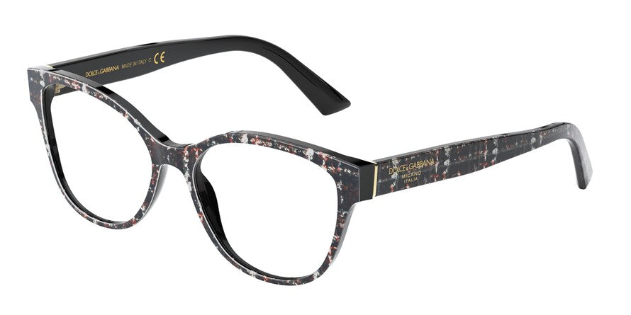 DOLCE & GABBANA DG3322F Butterfly Eyeglasses  3286-BLACK TWEED 54-16-145 - Color Map multi