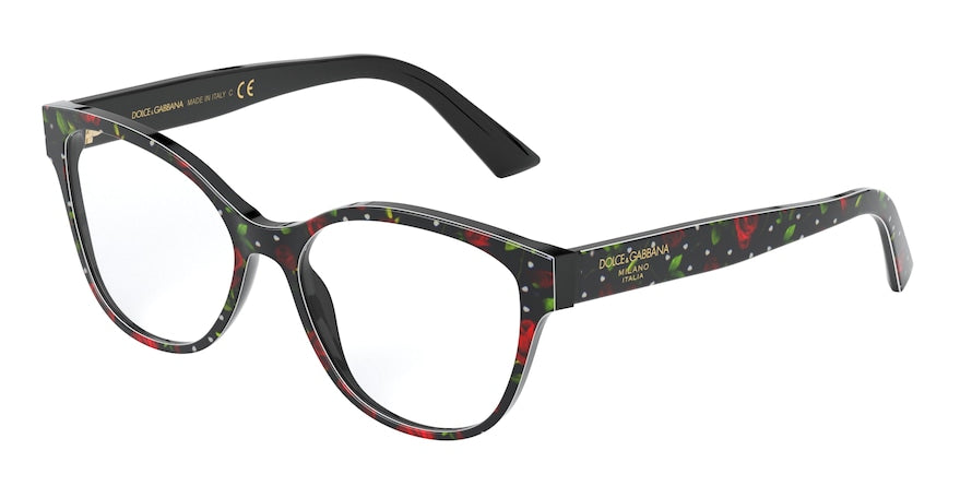DOLCE & GABBANA DG3322 Butterfly Eyeglasses  3229-PRINT ROSES HEARTS 54-16-145 - Color Map multi