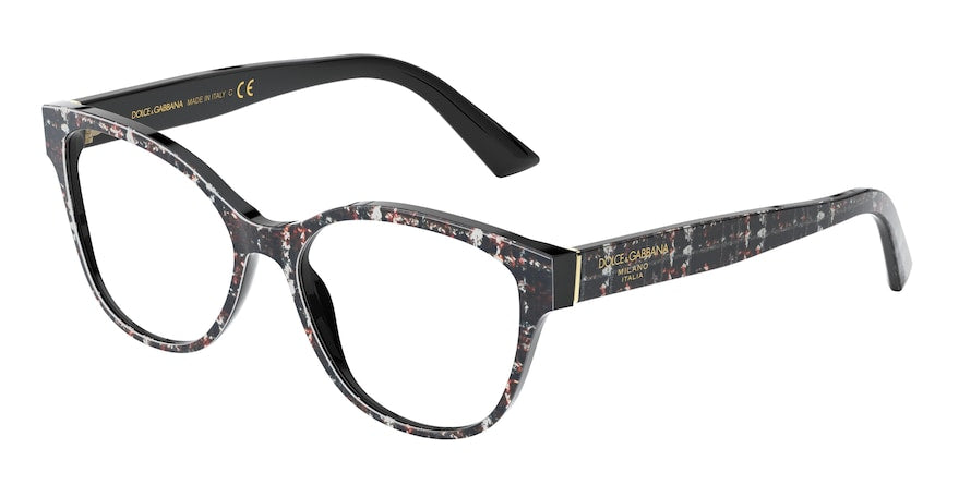 DOLCE & GABBANA DG3322 Butterfly Eyeglasses  3286-BLACK TWEED 54-16-145 - Color Map multi