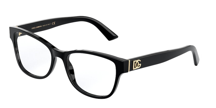 DOLCE & GABBANA DG3326F Rectangle Eyeglasses  501-BLACK 54-17-140 - Color Map black