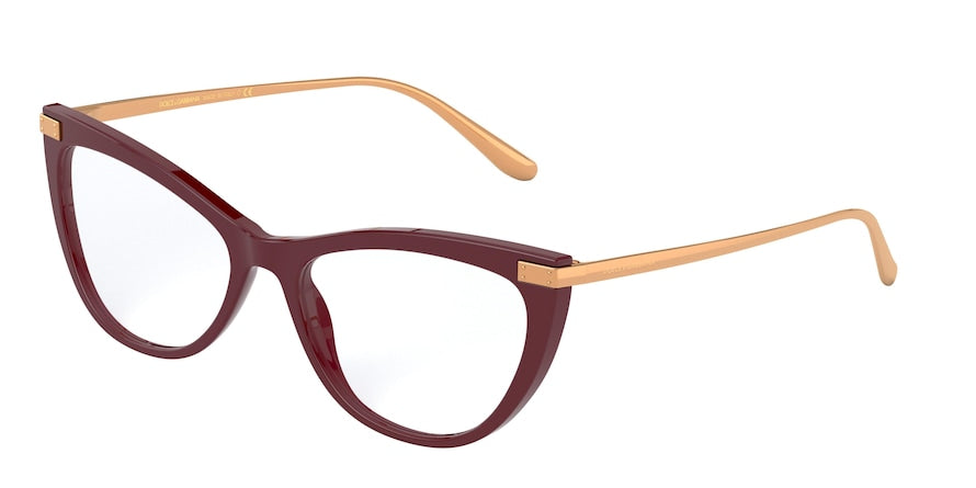 DOLCE & GABBANA DG3329F Cat Eye Eyeglasses  3091-BORDEAUX 55-17-140 - Color Map bordeaux