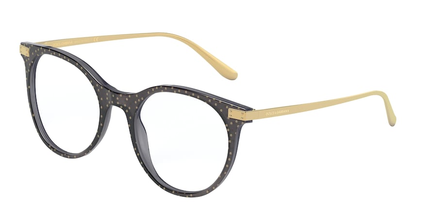 DOLCE & GABBANA DG3330 Phantos Eyeglasses  3210-TRANSPARENT BLACK POIS GOLD 51-20-140 - Color Map grey