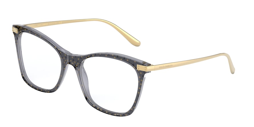 DOLCE & GABBANA DG3331 Square Eyeglasses  3210-TRANSPARENT BLACK/POIS GOLD 54-18-140 - Color Map multi