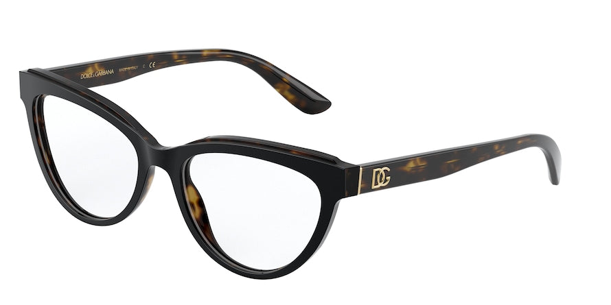 DOLCE & GABBANA DG3332 Cat Eye Eyeglasses  3270-TOP BLACK ON HAVANA 54-17-140 - Color Map black