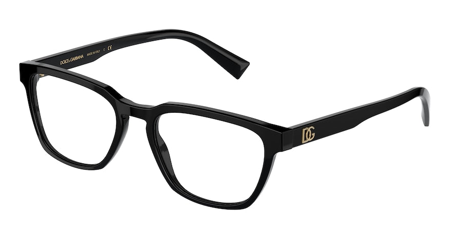 DOLCE & GABBANA DG3333 Rectangle Eyeglasses  501-BLACK 54-19-145 - Color Map black