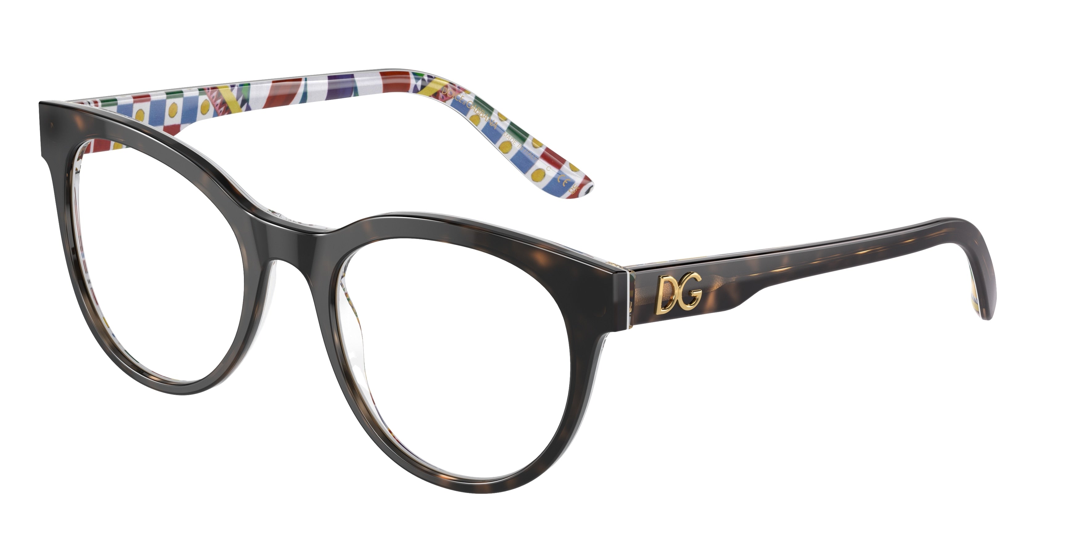 DOLCE & GABBANA DG3334 Phantos Eyeglasses  3217-Havana On White Barrow 52-145-20 - Color Map Tortoise