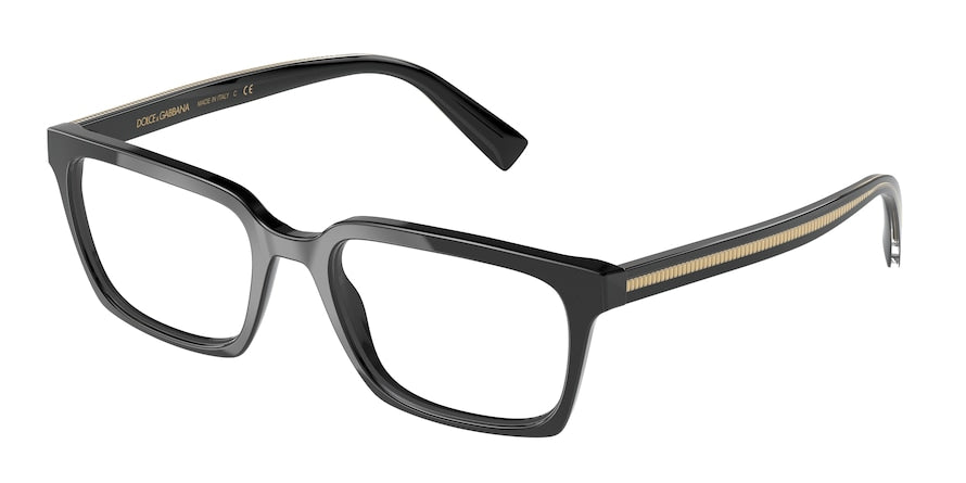 DOLCE & GABBANA DG3337 Rectangle Eyeglasses  501-BLACK 55-19-145 - Color Map black