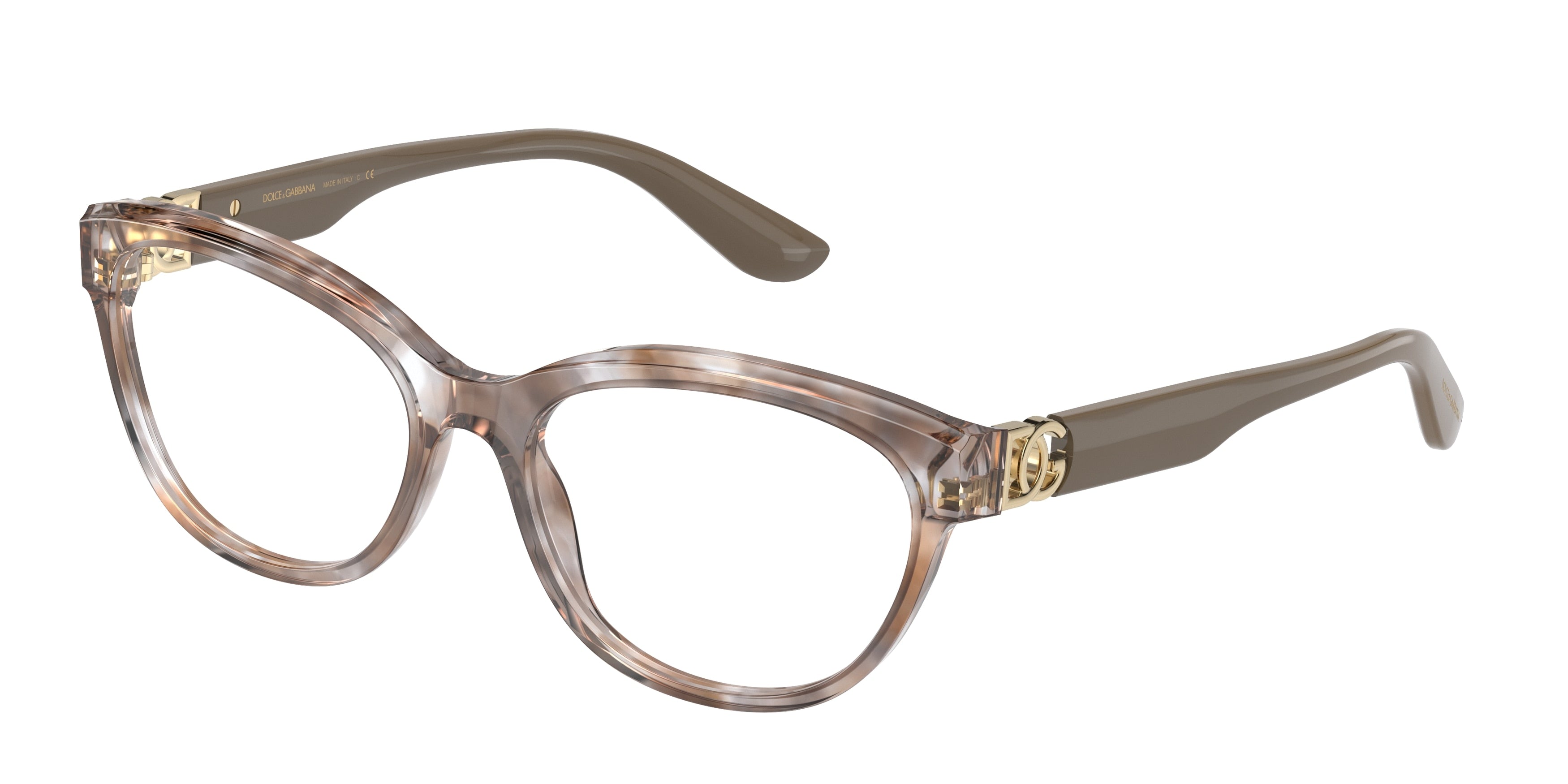 DOLCE & GABBANA DG3342F Cat Eye Eyeglasses  3321-Havana Transparent Grey 55-140-17 - Color Map Grey