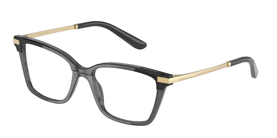DOLCE & GABBANA DG3345F Rectangle Eyeglasses  3246-BLACK/TRANSPARENT BLACK 52-17-140 - Color Map black