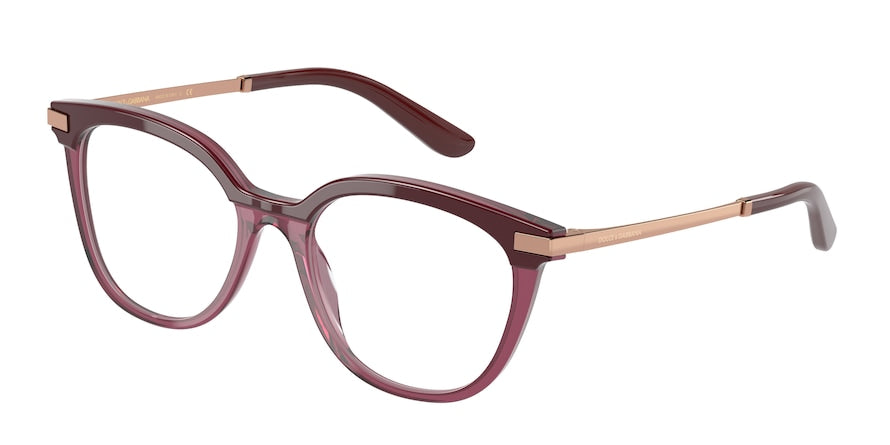 DOLCE & GABBANA DG3346F Phantos Eyeglasses  3247-BORDEAUX/TRANSPARENT BORDEAUX 52-18-140 - Color Map bordeaux