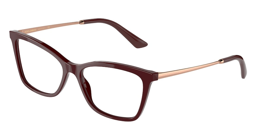 DOLCE & GABBANA DG3347F Rectangle Eyeglasses  3091-BORDEAUX 56-16-145 - Color Map bordeaux