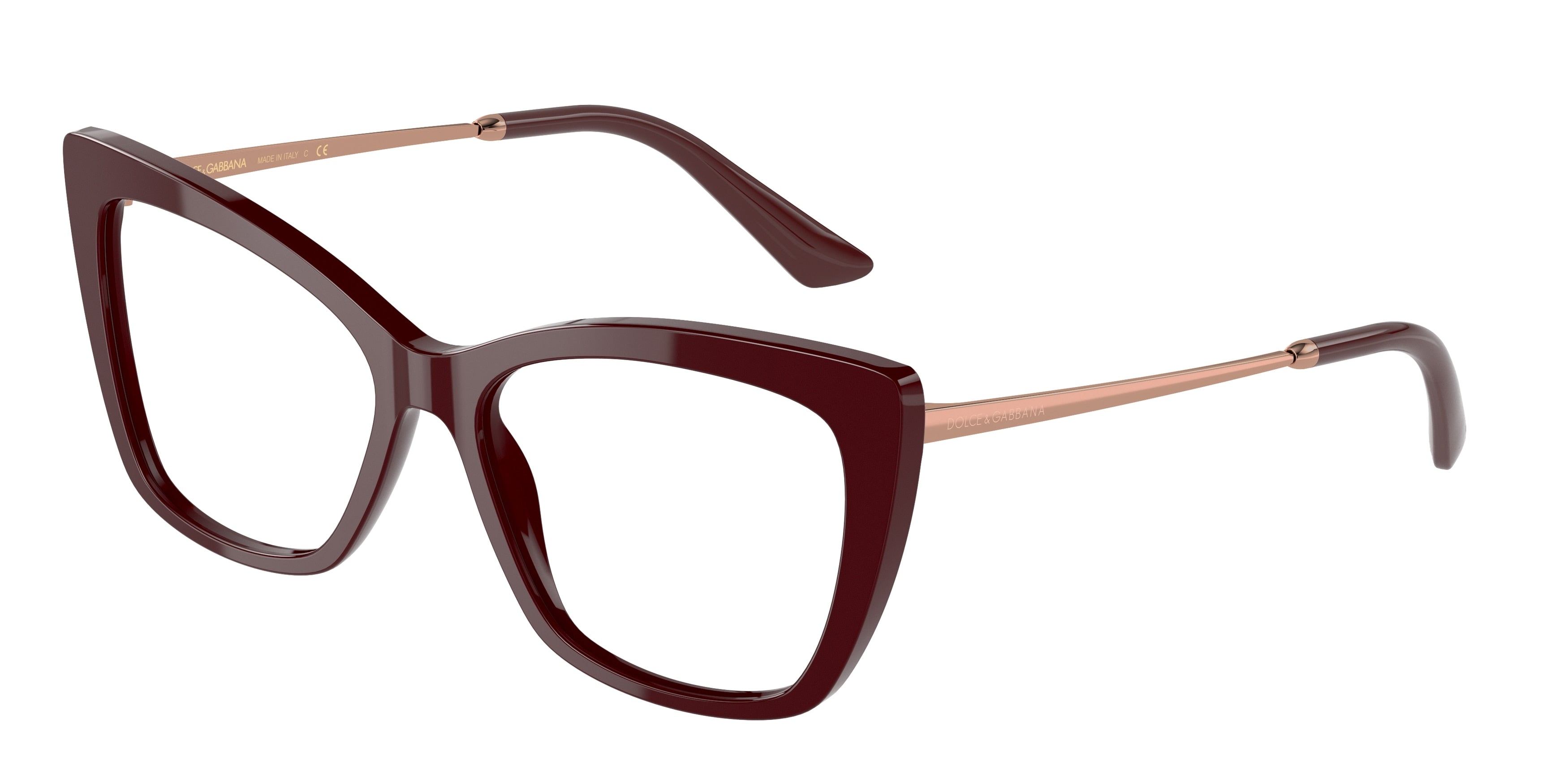 DOLCE & GABBANA DG3348 Cat Eye Eyeglasses  3091-Bordeaux 55-145-16 - Color Map Red