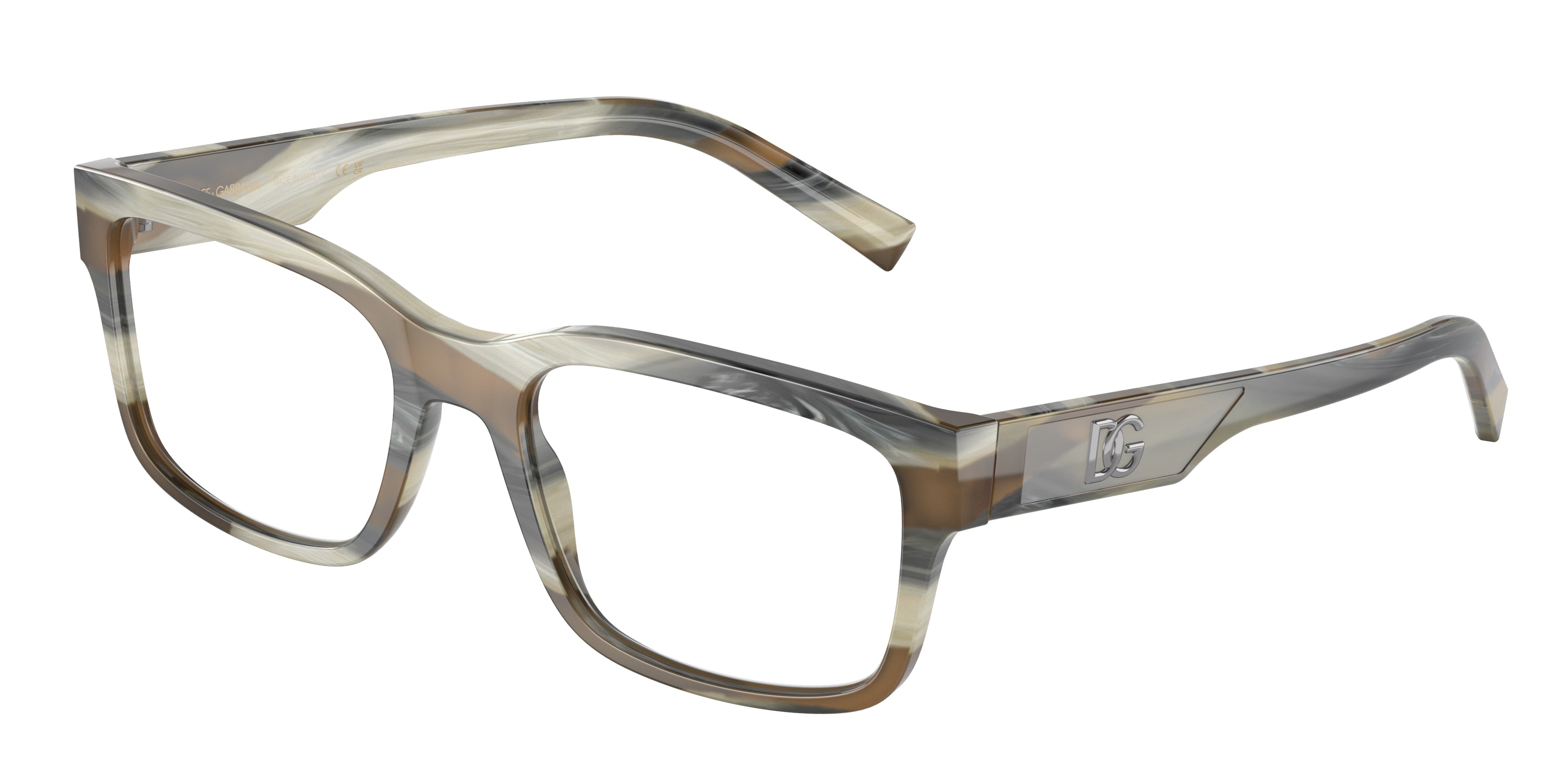 DOLCE & GABBANA DG3352 Rectangle Eyeglasses  3390-Grey Horn 57-150-20 - Color Map Grey