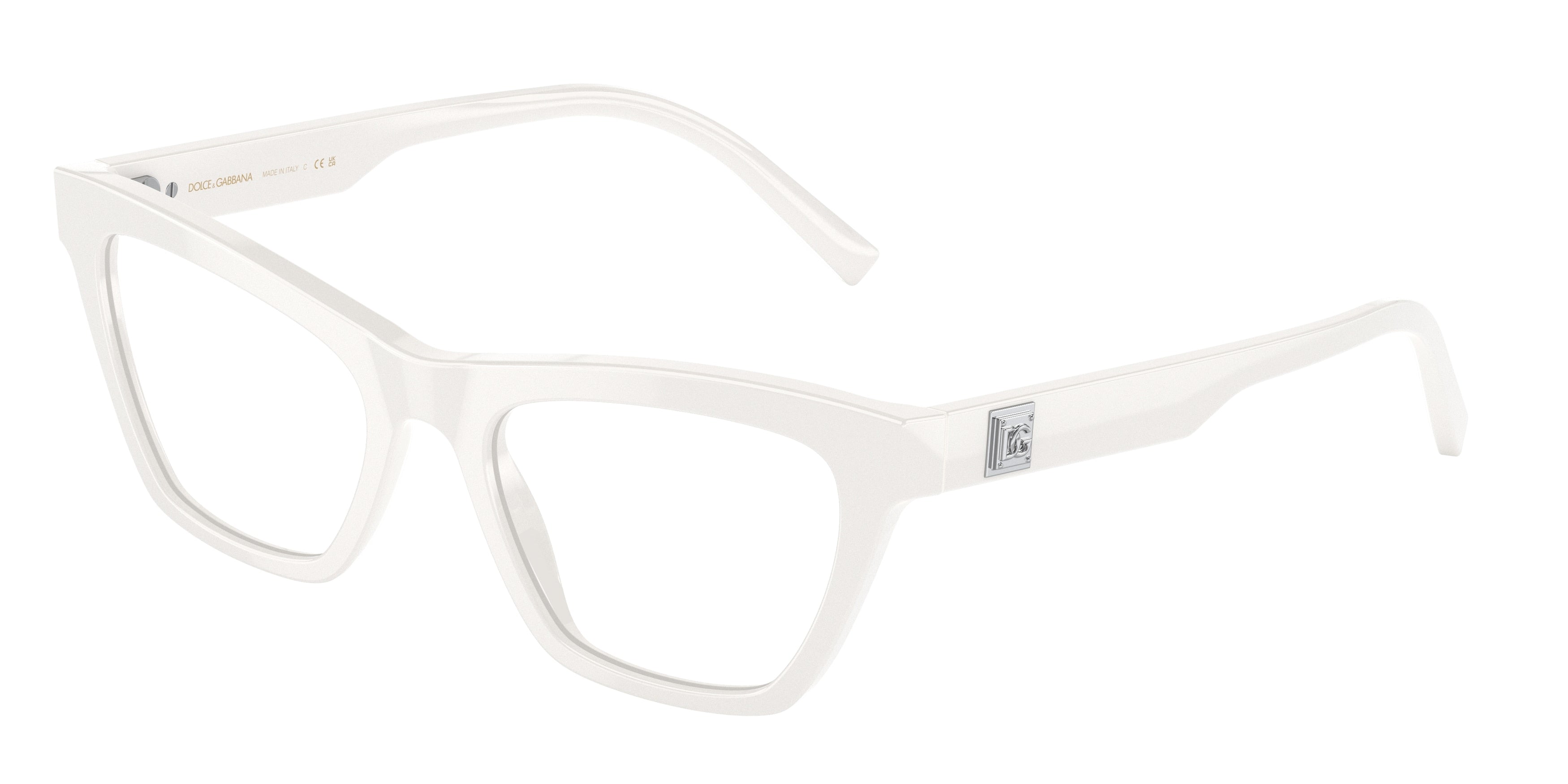 DOLCE & GABBANA DG3359 Cat Eye Eyeglasses  3312-White 53-145-19 - Color Map White