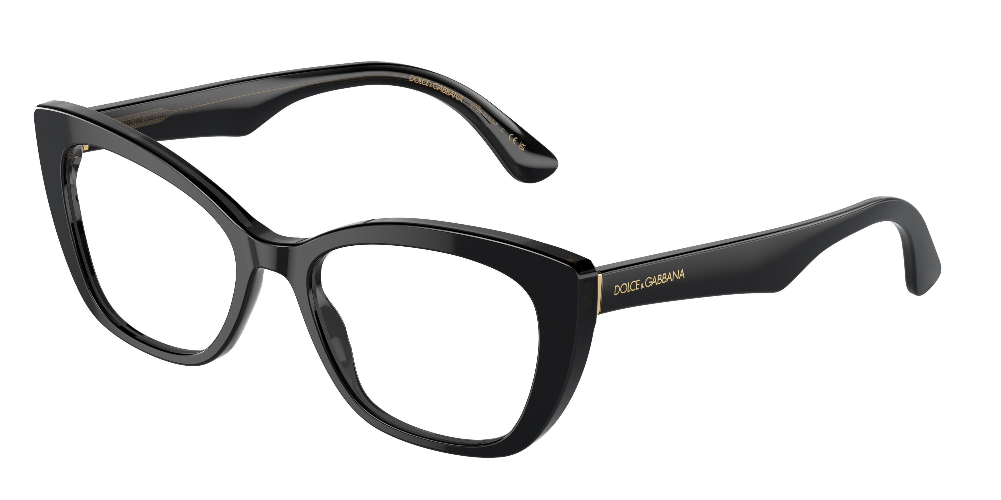 DOLCE & GABBANA DG3360 Cat Eye Eyeglasses  3246-Black/Transparent Grey 54-145-18 - Color Map Black