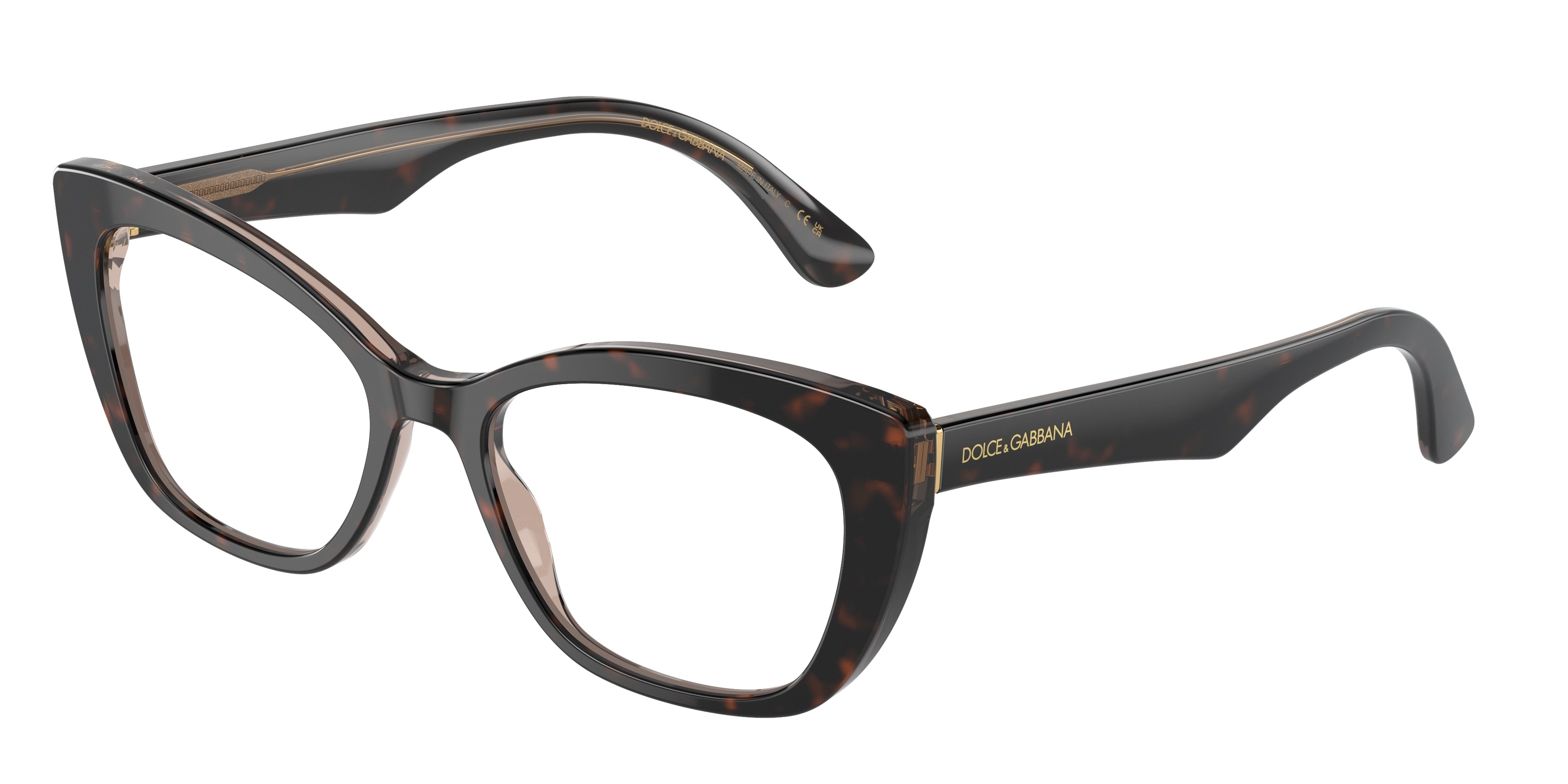 DOLCE & GABBANA DG3360 Cat Eye Eyeglasses  3256-Havana/Transparent Brown 54-145-18 - Color Map Brown