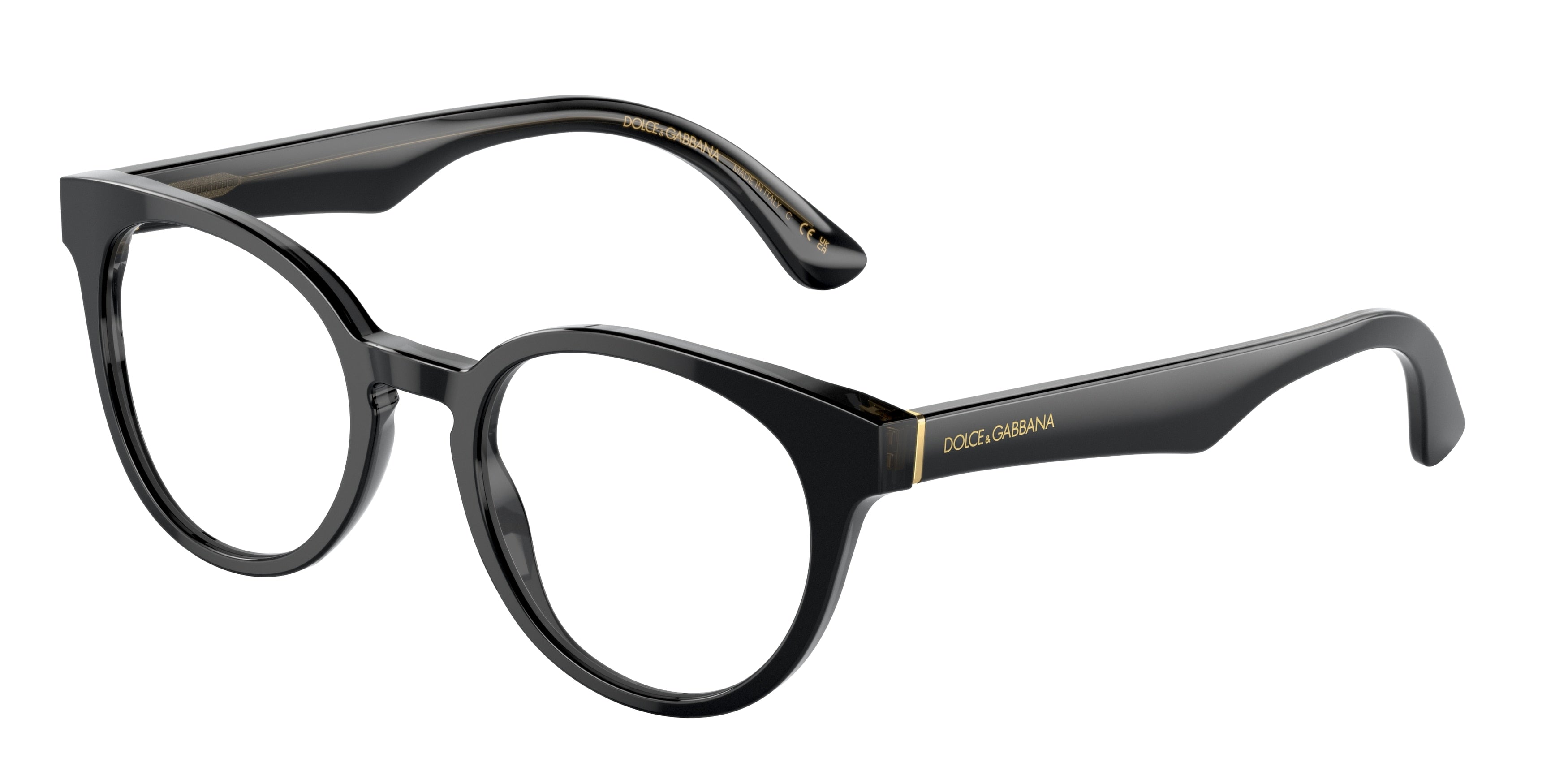 DOLCE & GABBANA DG3361 Round Eyeglasses  3246-Black/Transparent Grey 50-145-20 - Color Map Black