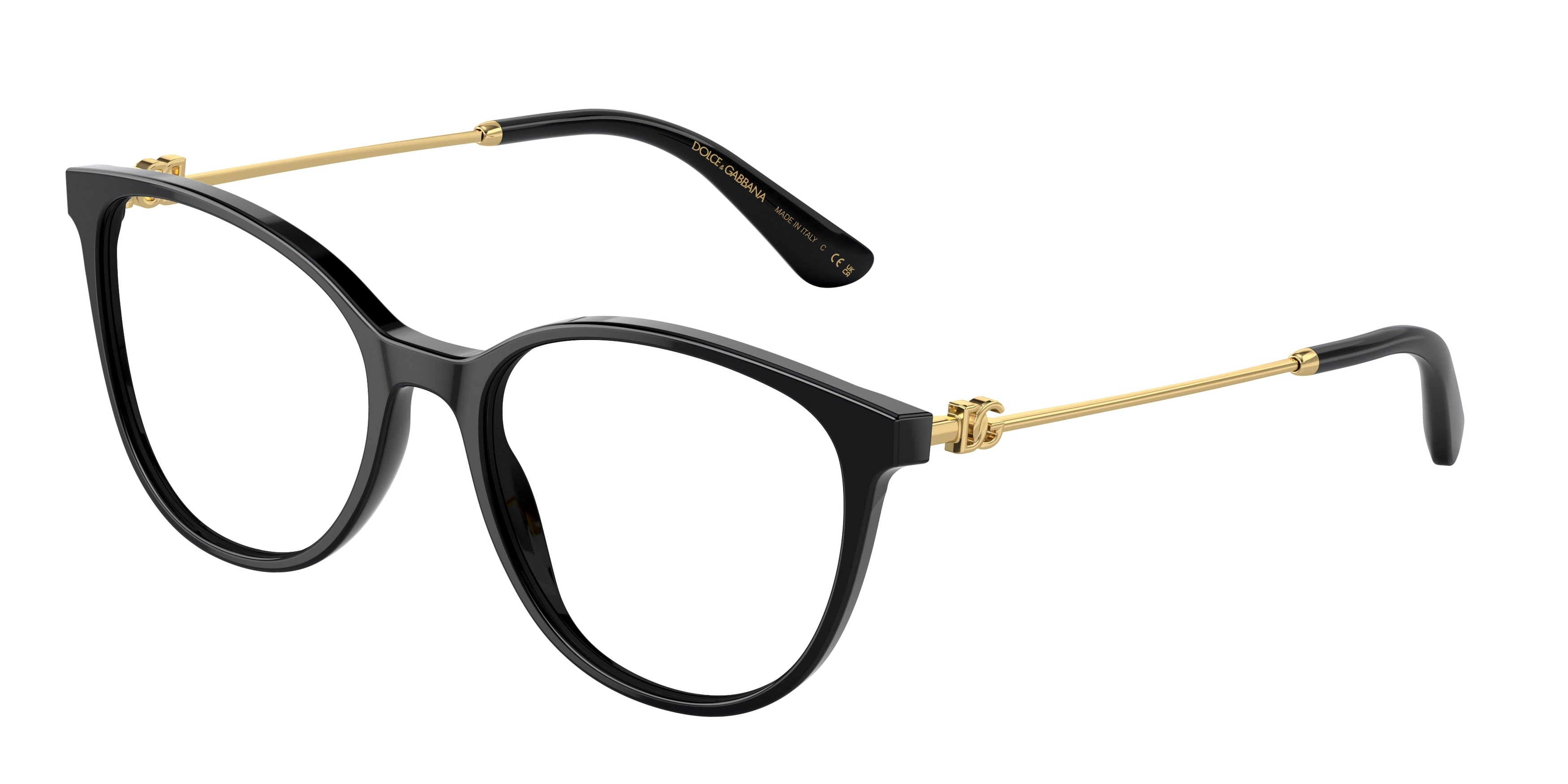 DOLCE & GABBANA DG3363 Butterfly Eyeglasses  501-Black 54-145-18 - Color Map Black