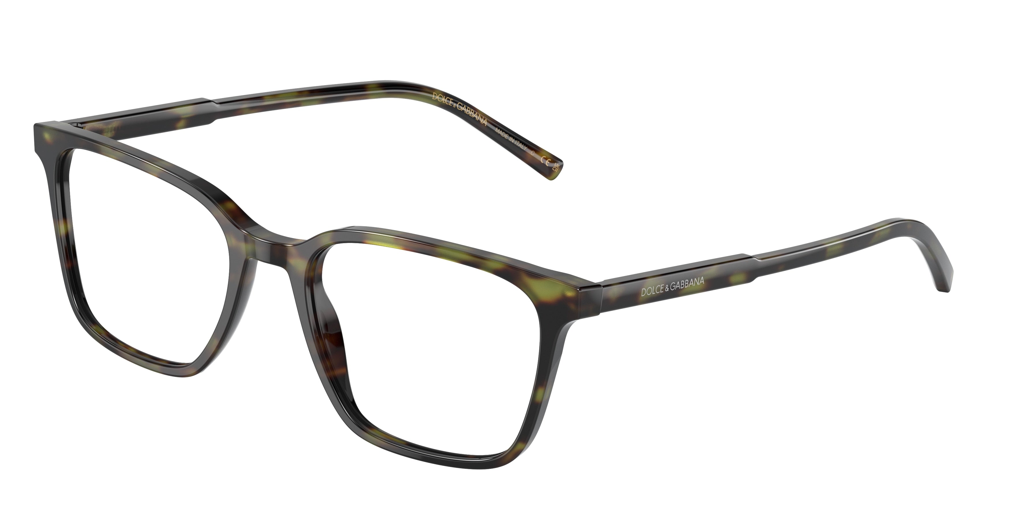 DOLCE & GABBANA DG3365F Square Eyeglasses  1735-Green Havana 54-145-19 - Color Map Green