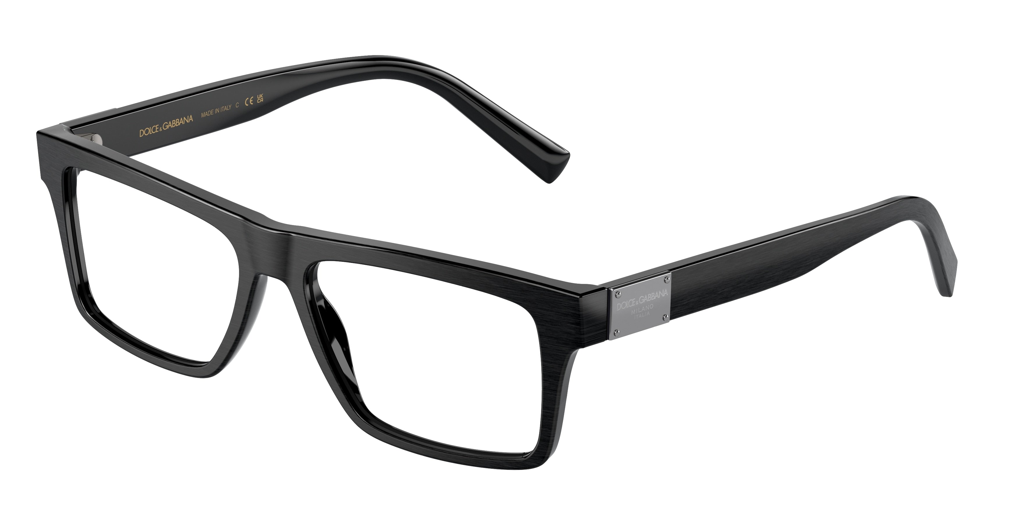 DOLCE & GABBANA DG3368F Rectangle Eyeglasses  2820-Brushed Black 54-145-16 - Color Map Black