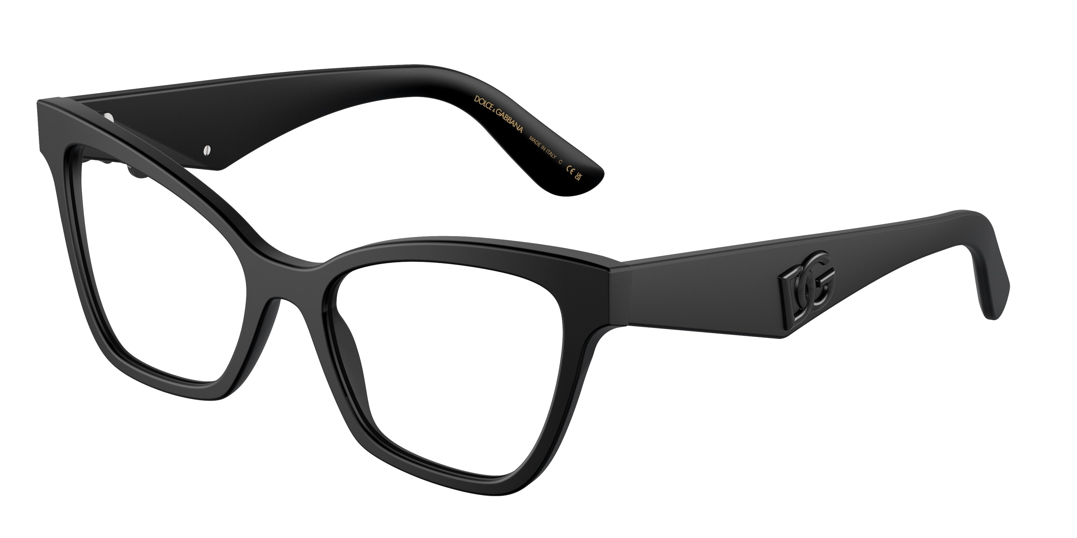 DOLCE & GABBANA DG3369 Cat Eye Eyeglasses  2525-Matte Black 52-145-18 - Color Map Black