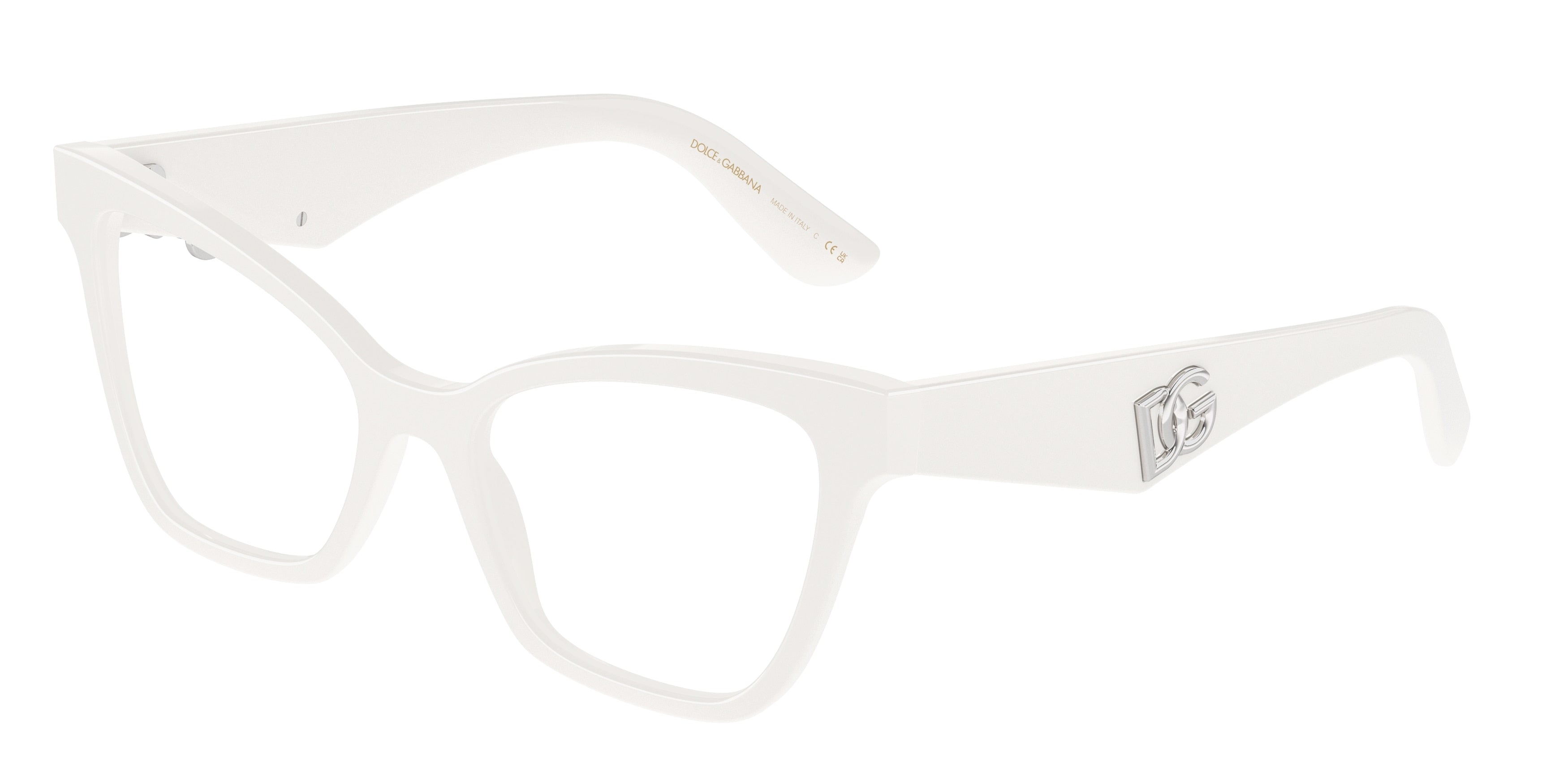 DOLCE & GABBANA DG3369 Cat Eye Eyeglasses  3312-White 52-145-18 - Color Map White