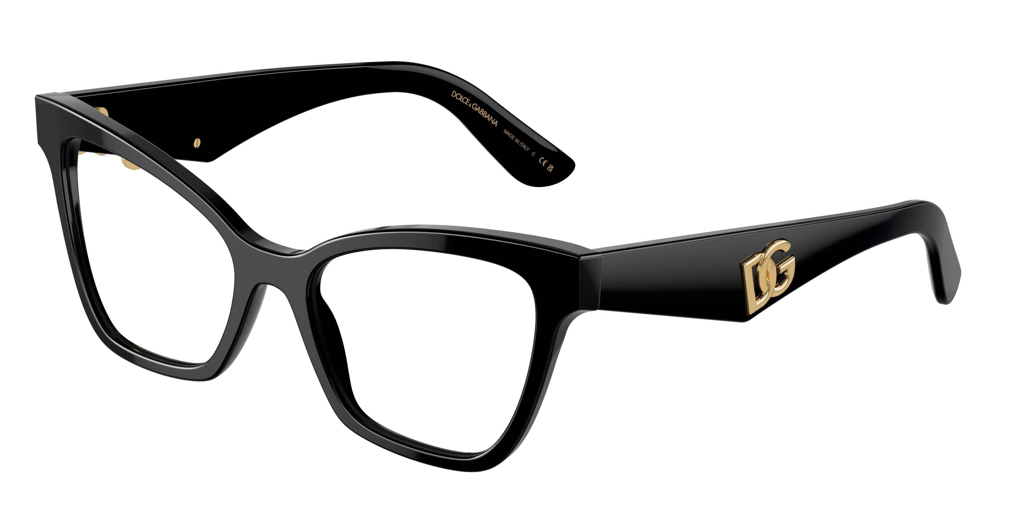 DOLCE & GABBANA DG3369 Cat Eye Eyeglasses  501-Black 52-145-18 - Color Map Black